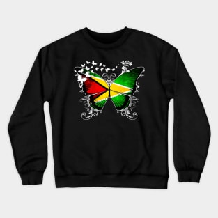 Guyana Flag Butterfly Crewneck Sweatshirt